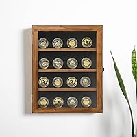 Flash Furniture Maverick Medals Display Case, 3 Removable Shelves, Velvet Covered Foam Back Board, Acrylic Window, Anti-Theft Lock with Keys, 11x14, Rustic Brown