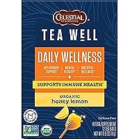 TeaWell Herbal Tea, Daily Wellness, Organic Honey Lemon, 12 Count (Pack of 6) (Packaging May Vary)