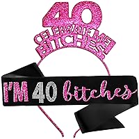 Funny 40th Birthday Gifts for Her - Womens 40th Birthday Accessories - 40th Birthday Sashes and Tiaras