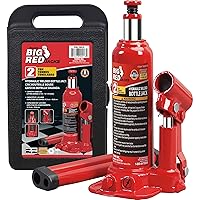 BIG RED T90213 Torin Hydraulic Welded Bottle Jack with Blow Mold Carrying Storage Case, 2 Ton (4,000 lb) Capacity, Red