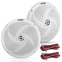 PyleUsa 8” Marine Vehicle Speakers Dual 2-Way 320W 4 Ohm Low Profile Waterproof Car Component Speaker System, 8 Oz Magnet, Voice Coil, for Custom Audio Boat, Truck, Watercraft, Mobile,Off-Road (White)