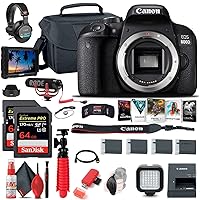 Canon EOS Rebel 800D / T7i DSLR Camera (Body Only) + 4K Monitor + Pro Mic + Pro Headphones + 2 x 64GB Memory Card + Case + Corel Photo Software + 3 x LPE17 Battery + More (Renewed)