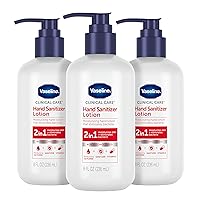 Vaseline Hand Sanitizer Lotion 2-in-1 Hydrating Skin Care 3 Ct Moisturizes and Eliminates Bacteria with Vitamin E 8 oz