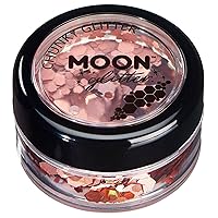 Holographic Chunky Glitter by Moon Glitter – 100% Cosmetic Glitter for Face, Body, Nails, Hair and Lips - 0.10oz - Rose Gold