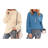 Jouica Womens Winter Long Batwing Sleeve Sweaters Turtle Neck Casual Comfy Pullover Jumpers Tops,X-Large