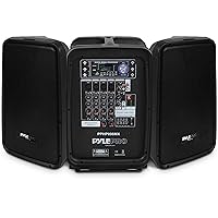 Pyle 600 Watt 8-Channel Portable Bluetooth Wireless PA Speaker Amplifier Kit with 8