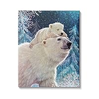 Polar Bear & Cub Winter Scene Canvas Wall Art, Design by Pip Wilson