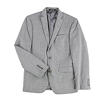 Mens Heathered Two Button Blazer Jacket, Grey, 42 Long