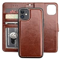 Bocasal iPhone 11 Wallet Case with Card Holder PU Leather Magnetic Detachable Kickstand Shockproof Wrist Strap Removable Flip Cover for iPhone 11 6.1 inch (Brown)
