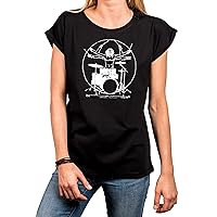 MAKAYA Women's Rock Shirt Vintage Music Top - Drummer Queen Tshirt - Casual Graphic Tee