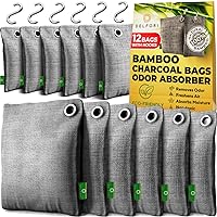 12-Pack Activated Charcoal Odor Absorber - Natural Charcoal Bags Odor Absorber for Fresh Home, Closet, Shoes, Car - Premium Bamboo Charcoal Air Purifying Bag - Effectively Removes Musty Smell & Odors