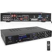 Pyle Home Audio Theater Amplifier w/Bluetooth Connection, Switchable Power Supply, SD & USB Card Readers, and Stereo Amplifier for Home Speakers
