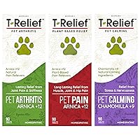 MediNatura T-Relief Pet Arthritis Pain Relief 90ct Tablets, T-Relief Pet Pain Relief 90ct Tablets and T-Relief Pet Calming with Chamomile 90ct Tablets Bundle