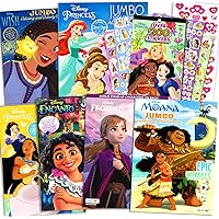 Disney Princess Coloring Book Activity Set for Kids – Bundle with 6 Coloring Books Featuring Disney Princess, Encanto, Moana and Frozen