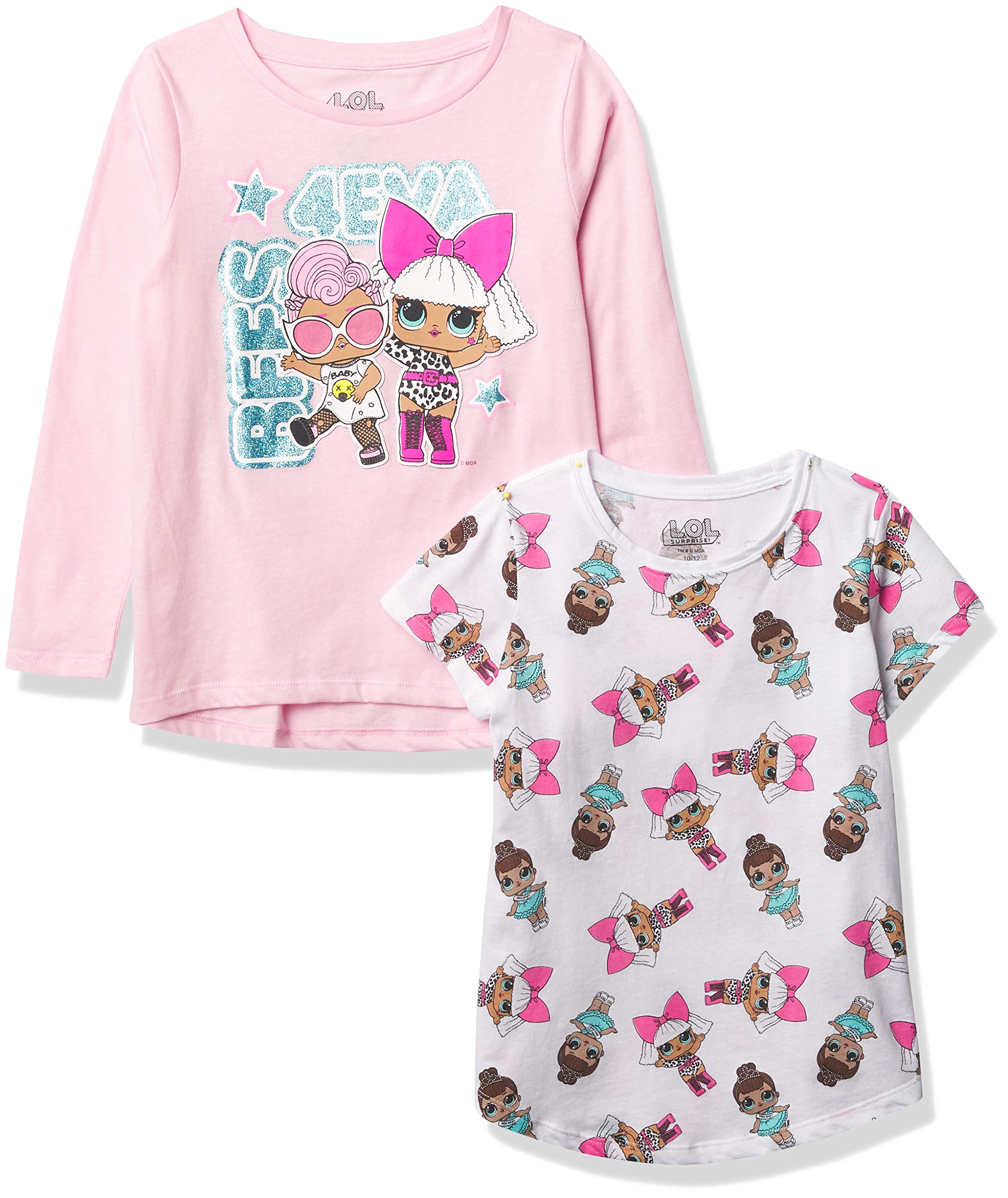 L.O.L. Surprise! girls 2-piece Short Sleeve Tee & Long Sleeve T-shirt Bundle Set - Girls Sizes 4-16