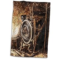3dRose Antique Old Photo Camera with a Abstract Drawing Effect - Towels (twl-251980-1)