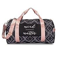 Gym Bag for Women with Shoe Compartment and Wet Pocket | Durable Lightweight Gym Duffle Bag with Motivational Quote and Graphic Designs | Rose/Black - Diamond Design