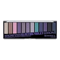 Rimmel London Magnif'Eyes Eyeshadow Palette, 12 Shades, Blendable Formula, Versatile, 008, Electric Violet, 0.5oz