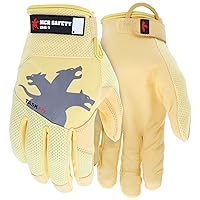 MCR Safety Gloves 961XL TaskFit Gold Goatskin Leather Mechanic Glove, Nylon/Spandex Back Work Glove, X-Large