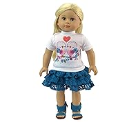 American Fashion World Teal Love Birds Skirt Set for 18-Inch Dolls | Premium Quality & Trendy Design | Dolls Clothes | Outfit Fashions for Dolls for Popular Brands
