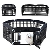 Pet Playpen Foldable Gate for Dogs Heavy Plastic Puppy Exercise Pen Indoor Outdoor Small Pets Fence Puppies Folding Cage 6 Panels for Puppies and Small Dogs House Supplies (Black 6*Panel)