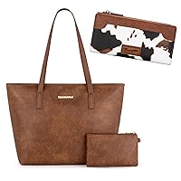 Montana West Vegan Leather Tote Bags and Cow Print Wallet Set