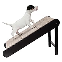 Pet Ramp - Foldable Wooden Dog Ramp for Getting onto Beds, Couches, or Into Vehicles - Dog Accessories for Small Dogs by PETMAKER (Gray/Cream)