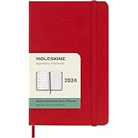Moleskine 2024 Weekly Planner, 12M, Pocket, Scarlet Red, Hard Cover (3.5 x 5.5)