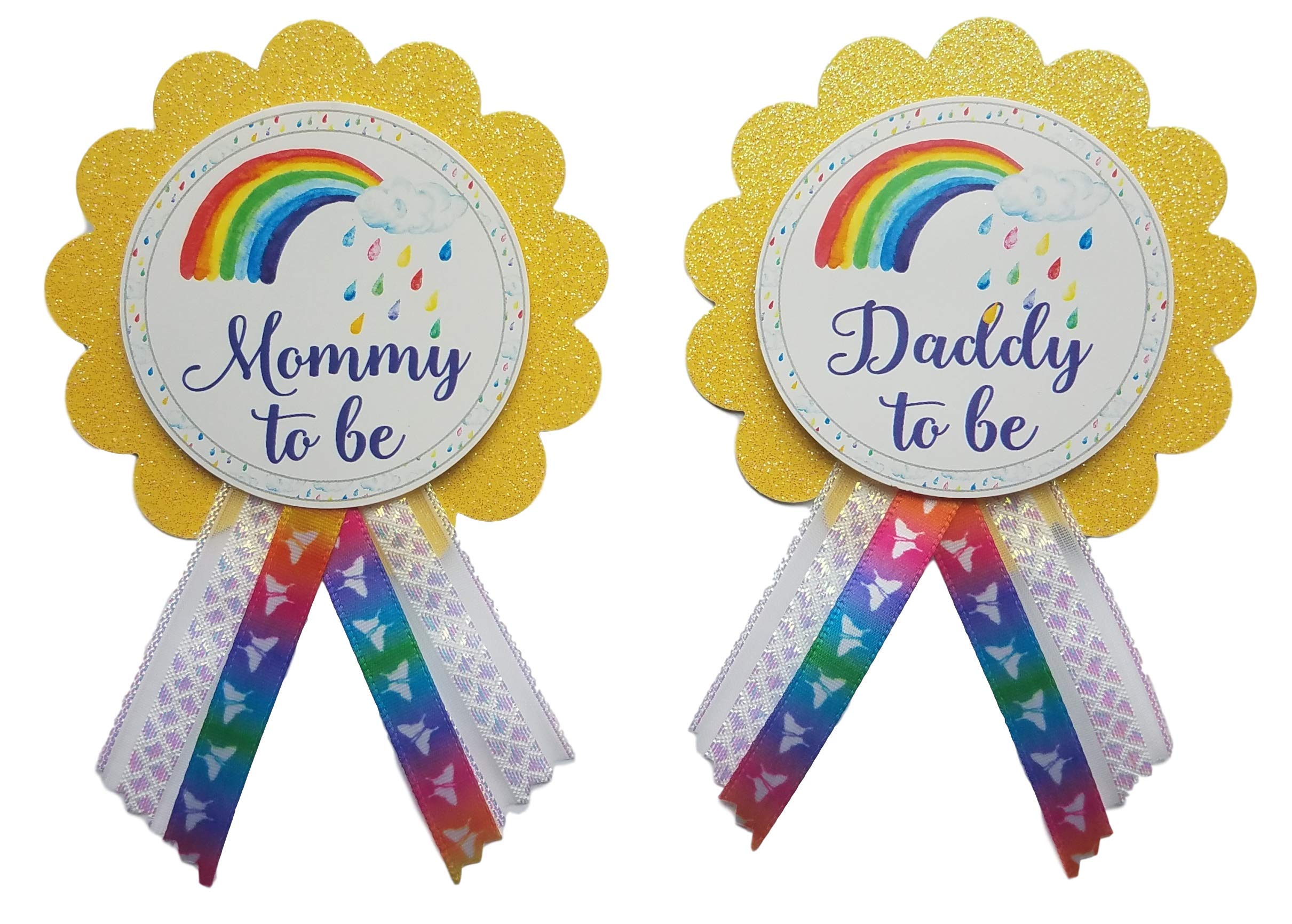 Amy's Bubbling Boutique Mommy to Be & Daddy to Be Pin Rainbow Baby Shower Pin for parents to wear, , It's a Girl, It's a Boy Baby Sprinkle