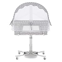 Breeze Swivel Baby Bassinet in Grey, 4 Adjustable Height Positions, Sturdy and Lightweight Portable Bassinet, Breathable Mesh Sides with Waterproof Mattress Pad