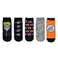 Naruto Shippuden Socks Cosplay (5 Pair) - (1 Size) Akatsuki Socks Low Cut Naruto Anime Socks Women & Men's
