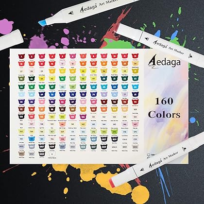 YHC 160 Colors Alcohol Markers for Artists, Free APP for Coloring, Dual Tips Alcohol-Based Markers for Drawing,Painting and Sketching, Great Gift Idea for Kids and Adults. (160 Colors)