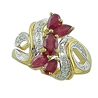Carillon Stunning Ruby Gf Oval Shape 6X4MM Natural Earth Mined Gemstone 10K Yellow Gold Ring Wedding Jewelry for Women & Men