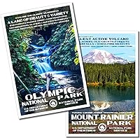 National Park Posters Olympic National Park & Mount Rainier 2 Pack - Original Artwork - 13