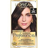 L'Oreal Paris Superior Preference Fade-Defying + Shine Permanent Hair Color, 4 Dark Brown, Pack of 1, Hair Dye