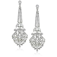 Ben-Amun Drop Earrings with Swarovski Crystals, Silver Plated, Fashion Jewelry for Women, Made in New York