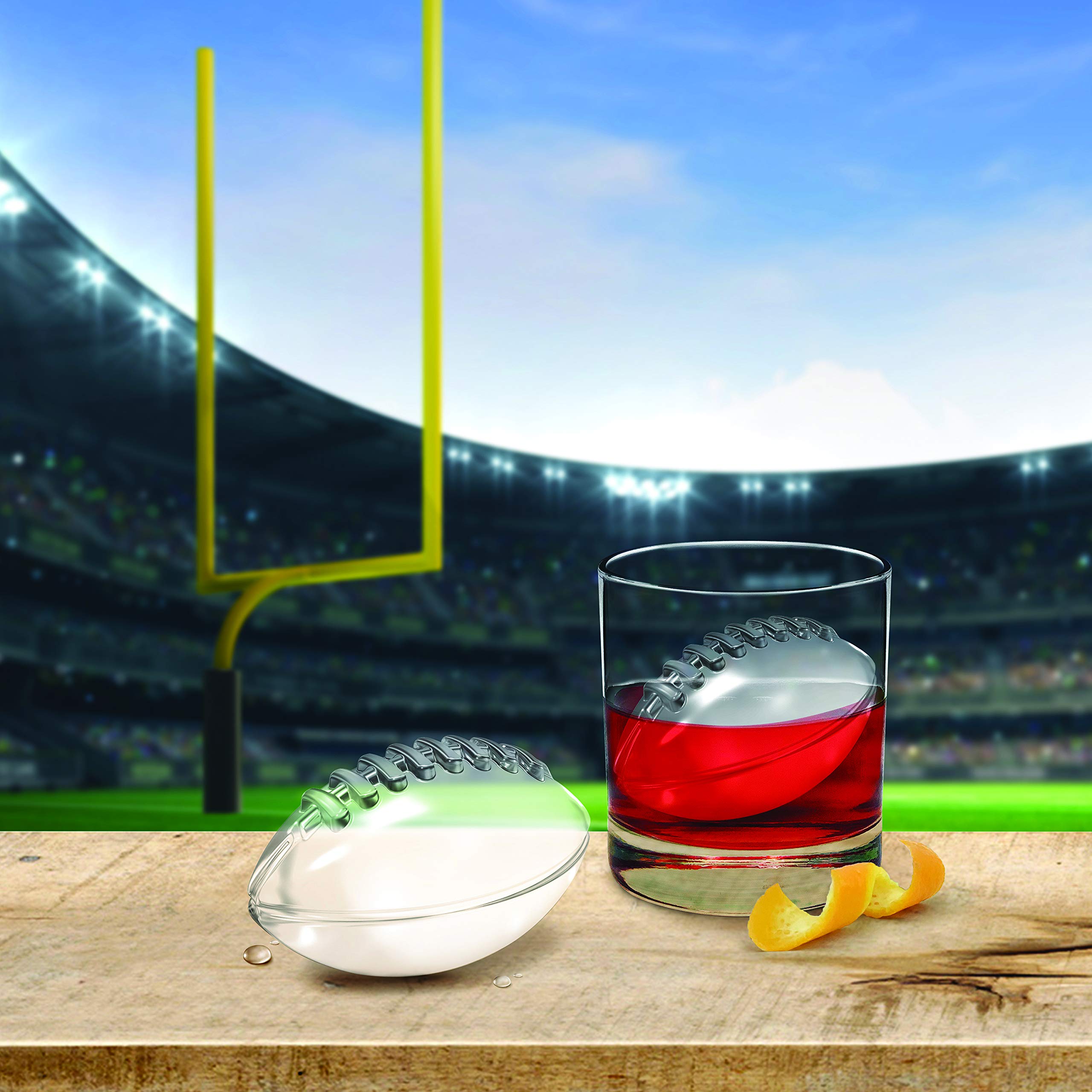 Tovolo Football Ice Molds (Set of 2) - Slow-Melting, Leak-Free, Reusable, & BPA-Free Craft Ice Molds For Game Day / Great For Whiskey, Cocktails, Coffee, Soda, Fun Drinks, And Gifts