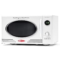 Nostalgia Retro Countertop Microwave Oven - Large 800-Watt - 0.9 cu ft - 12 Pre-Programmed Cooking Settings - Digital Clock - Kitchen Appliances - White
