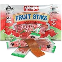 Shefa Strawberry Fruit Sticks, (24 Count) | Real Fruit Snacks | Individually Wrapped | Free of Artificial Colors, Dyes or Flavors, Corn Syrup, Gluten, Nuts & Preservatives | Certified Kosher