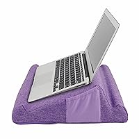 THE DUO Laptop 2.0 - Memory Foam Laptop Pillow with Side Pockets - Portable Laptop Desk with Multi-Angle Viewing for Travel and Work from Home Set Up - Purple, 15.75 x 13.75 x 4 inches