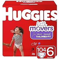 HUGGIES Little Movers Diapers, Size 6, 104Count (Packaging May Vary)