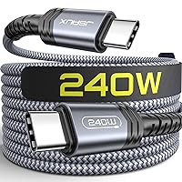 JSAUX 240W USB-C Charge Cable [2-Pack 6.6FT&10FT], USB C to USB C Cord USBC Type C Fast Charger Compatible with MacBook Pro Air, iPad Pro Air, Dell, iPhone 15/15 Pro Max, Galaxy S23/S22/S21,Pixel-Grey