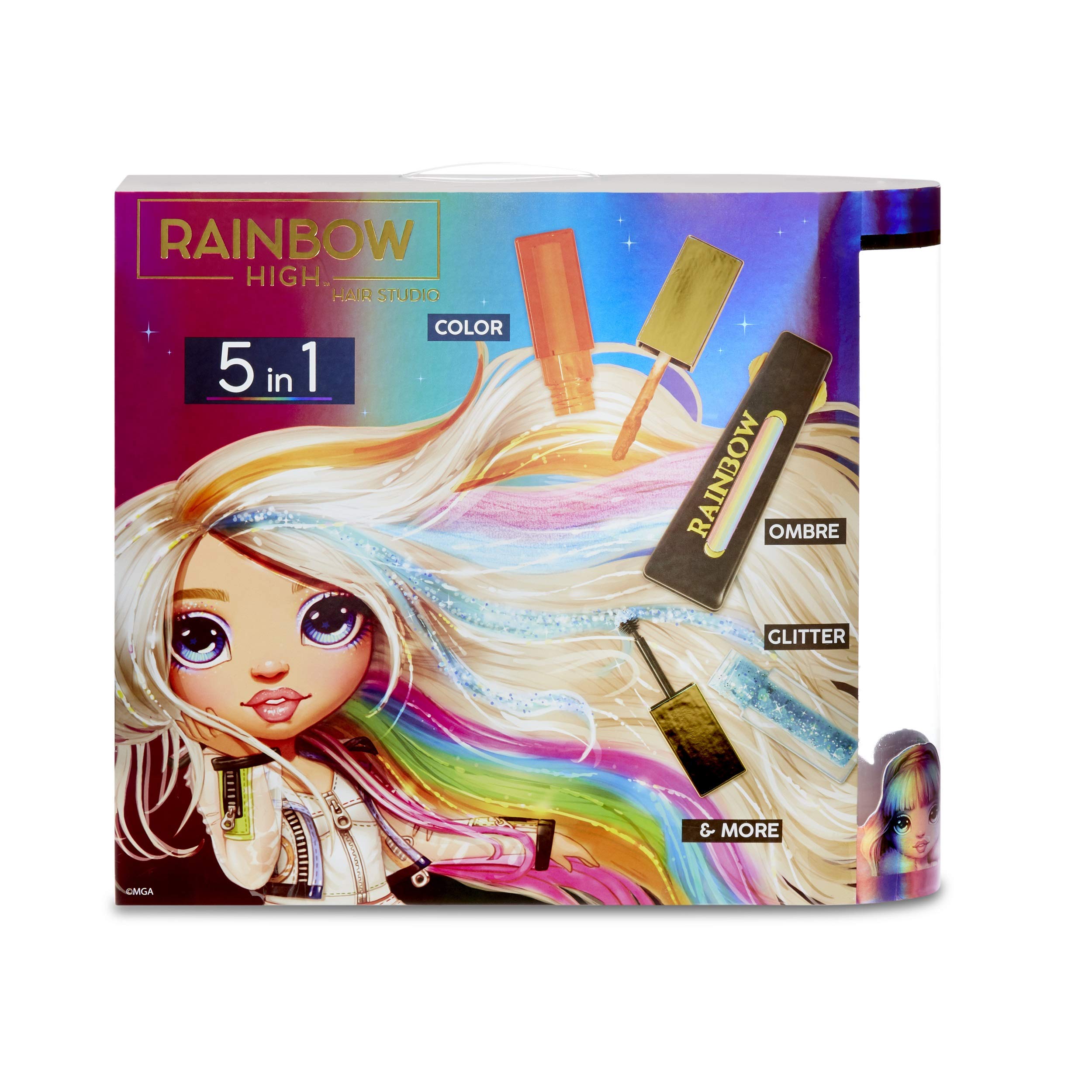 Rainbow High Hair Studio – Create Rainbow Hair with Exclusive Doll, Extra - Long Washable Hair Color & Complete Doll Clothes and Accessories- Fun Playset for Kids Ages 4+