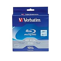 Verbatim BD-R 50GB 8X Blu-ray Recordable Media Disc Double Layer- Spindle - 97335, Branded, 10 Pack