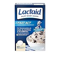 Fast Act Lactose Intolerance Chewables with Lactase Enzymes, Vanilla, 60 Count (Pack of 1)