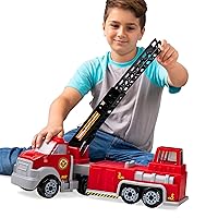 Tonka Steel Classics, Hook N’ Ladder Fire Truck– Made with Steel & Sturdy Plastic, red Friction Powered, Boys and Girls, Toddlers Ages 3+, Big fire Truck, Toddlers, Birthday Gift, Christmas, Holiday