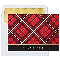 Hallmark Thank You Cards, Classic Plaid (10 Cards with Envelopes)