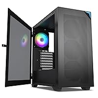 VETROO AL800 Full Tower PC Computer Case w/Door Opening Design Tempered Glass, E-ATX/ATX Support, Built-in ARGB LED Strip, Pre-Installed ARGB & PWM FDB Fan in Rear, Support for 40 Series GPUs -Black