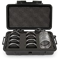 CASEMATIX Coin Case Fits 30+ Coin Holder Capsules for Silver Dollar, American Silver Eagle And More Coin Collection Supplies in Customizable Waterproof Airtight Coin Storage Box Foam up to 52mm