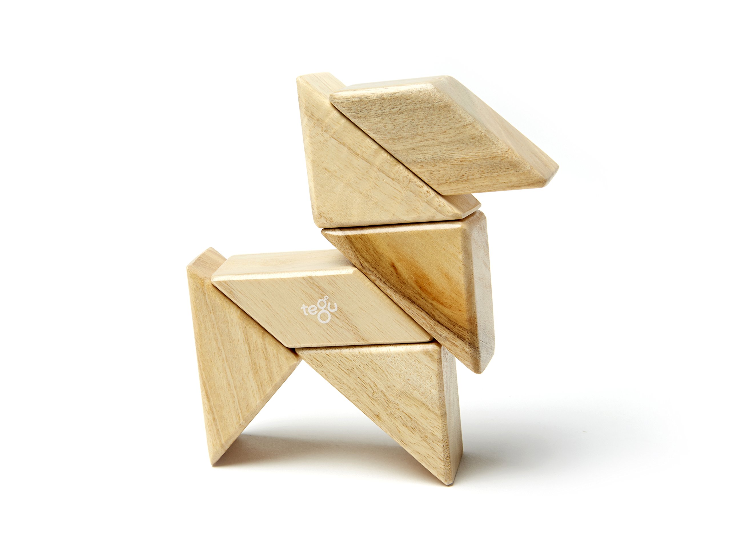 8 Piece Tegu Pocket Pouch Magnetic Wooden Block Set, Natural